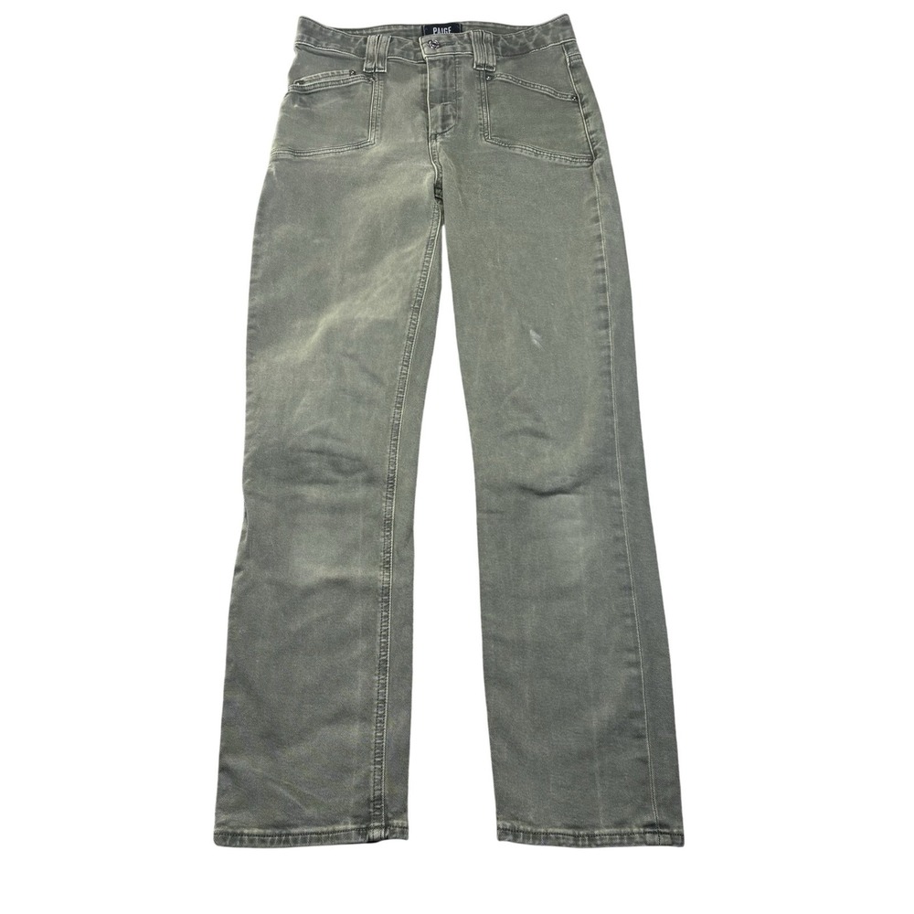 Paige Cindy Jeans Womens 27 Green Medium Wash Mid Rise Slim Straight Denim